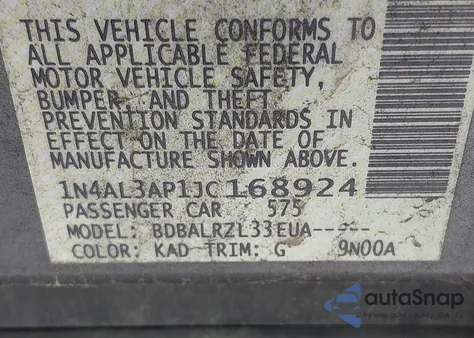 2018 Nissan Altima 2.5 Sl from USA, damaged, VIN 1N4AL3AP1JC168924